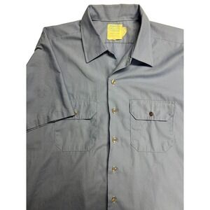 Vintage Clifton Blue Short Sleeve Button Up Work Shirt Men's Size XL Union Tag